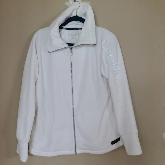 Calvin Klein Performance Women's fleece jacket zip up sz.Large white color ( k3) - Picture 1 of 7